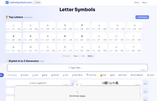 Letter Symbols website on sell with 17k monthly traffic
